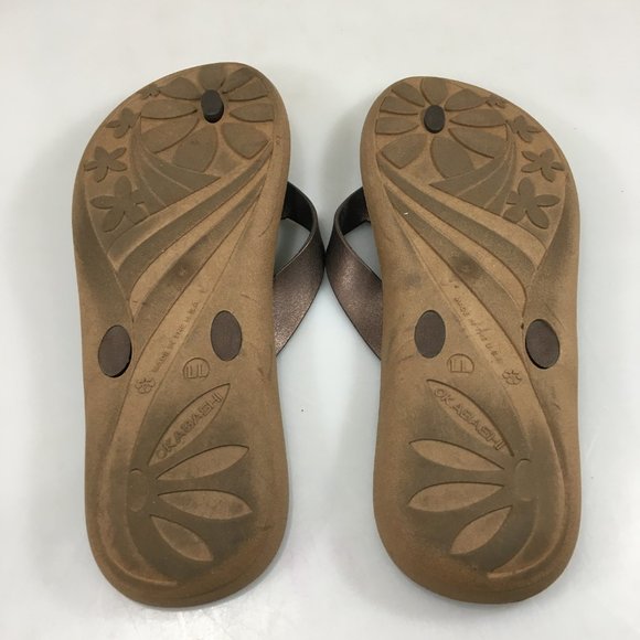 Okabashi LL 11 Breeze Brown Flip-Flops Sandals Vegan Non-Marking - Picture 5 of 6